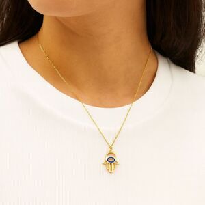 NEW Gold Hamsa Layering Necklace with Evil Eye - Protection & Style 16 to 18"